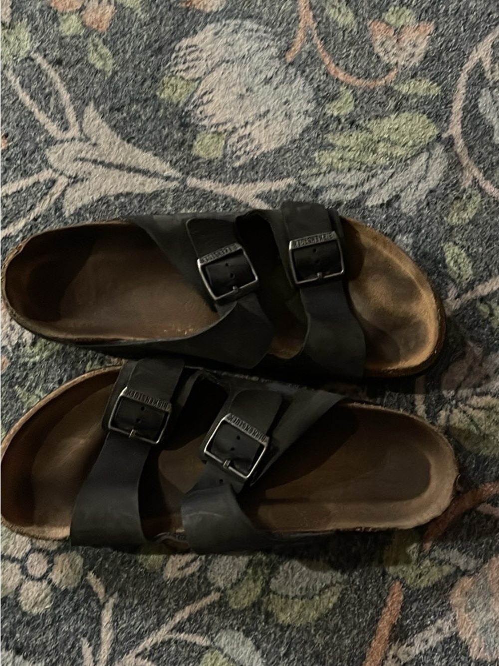 Men's Double-Buckle Slide Sandals in Black
